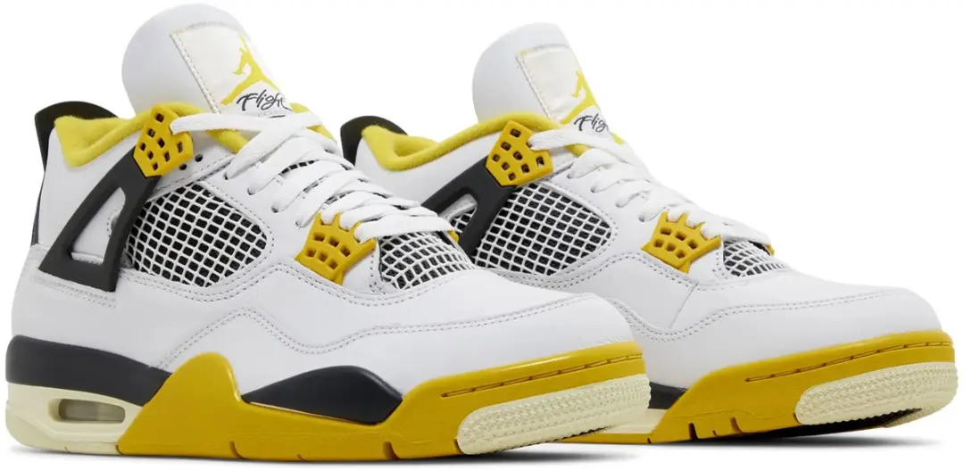 Nike Air Jordan 4 Retro - 42.5 - Wit/Zwart/Geel - afbeelding 3 van 6