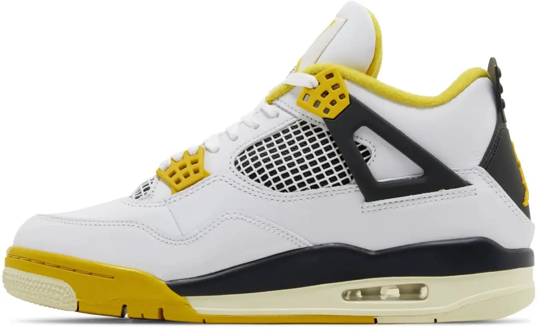 Nike Air Jordan 4 Retro - 42.5 - Wit/Zwart/Geel - afbeelding 2 van 6