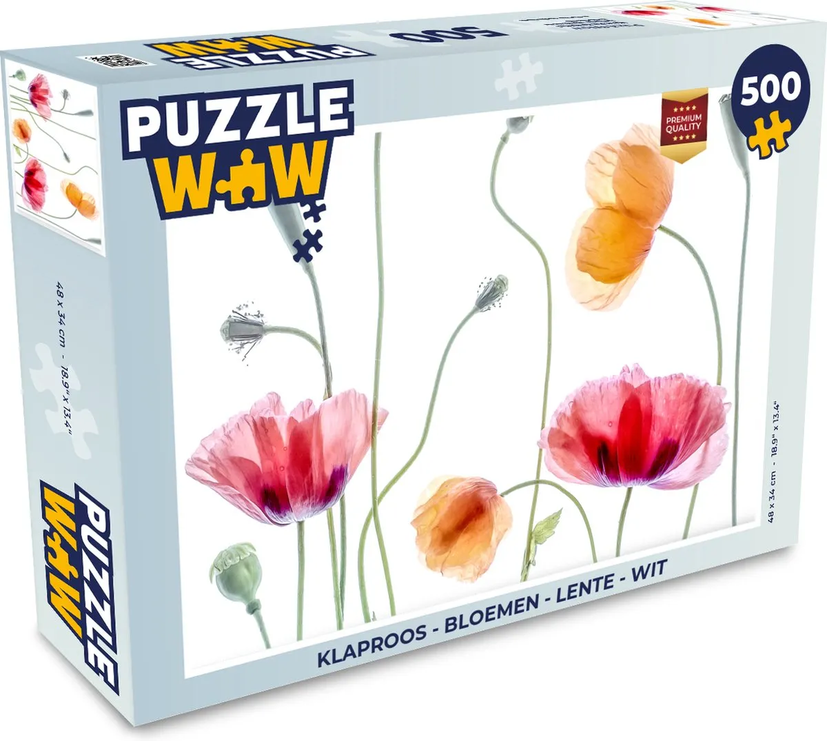 PuzzleWow Legpuzzel Klaproos 500 Stuks - Multicolor