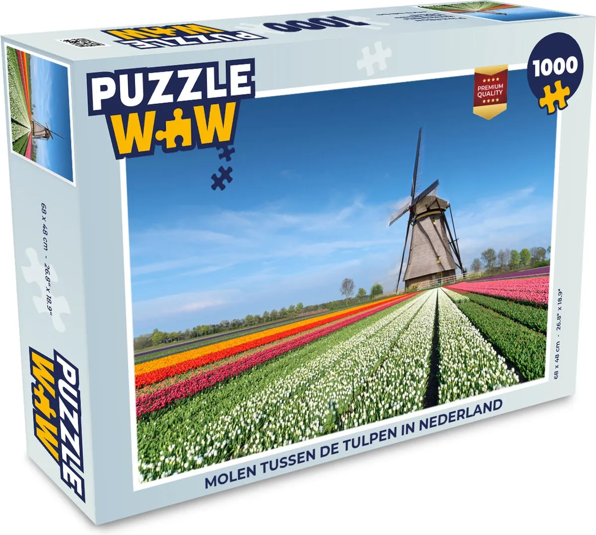 PuzzleWow Legpuzzel 1000 Stuks - Molen tussen de tulpen Multicolor