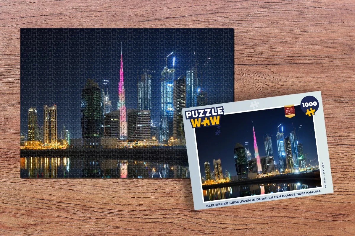 PuzzleWow Legpuzzel Kleurrijke Gebouwen Dubai 1000 Stuks - Multicolor