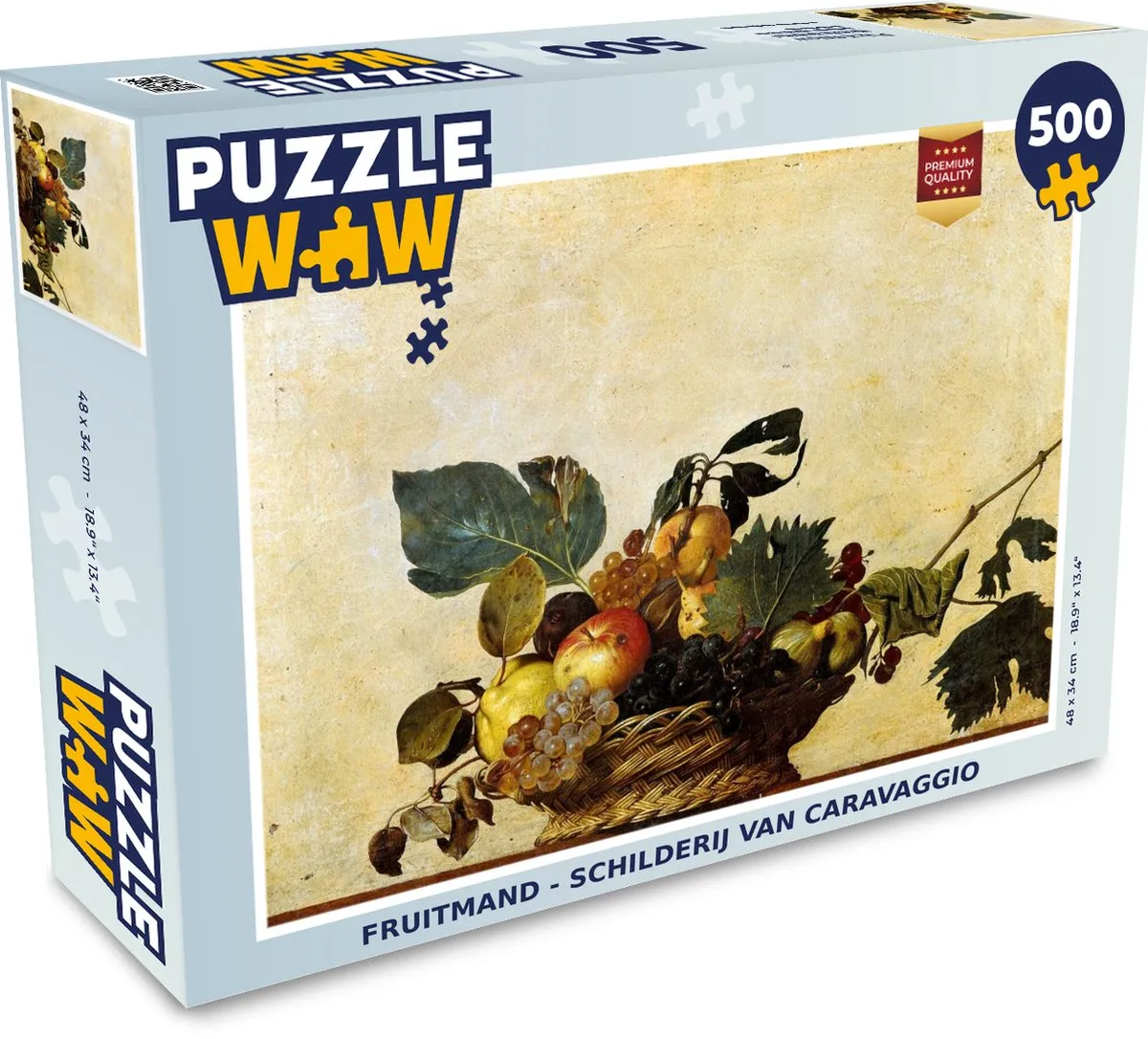 PuzzleWow Caravaggio Fruitmand Legpuzzel 500 Stuks - Multicolor