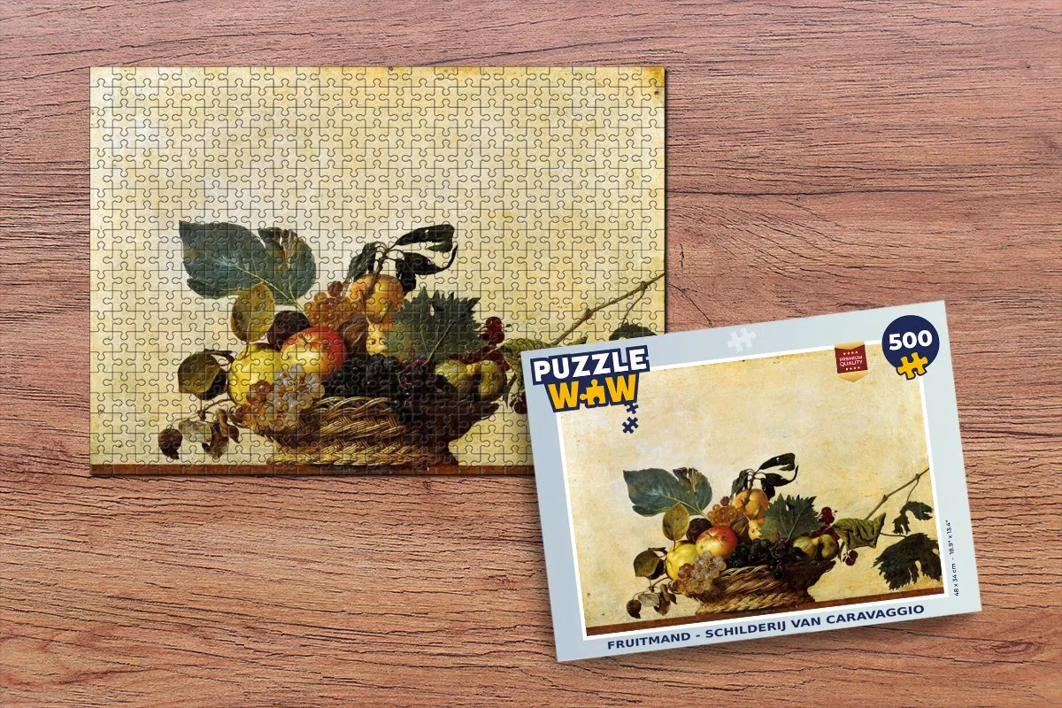 PuzzleWow Caravaggio Fruitmand Legpuzzel 500 Stuks - Multicolor