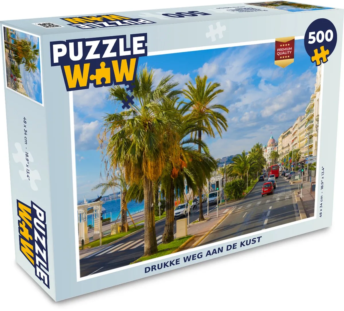 PuzzleWow Frankrijk Palmbomen Stad Legpuzzel 500 Stuks - Multicolor