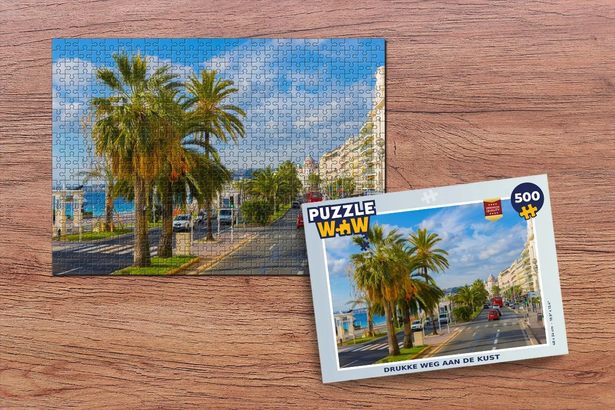 PuzzleWow Frankrijk Palmbomen Stad Legpuzzel 500 Stuks - Multicolor