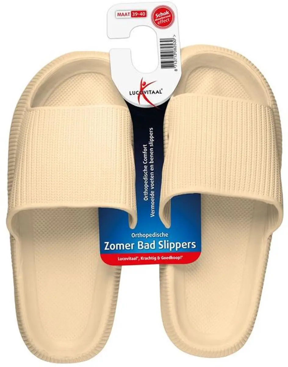 Lucovitaal Orthopedische Badslippers Beige - Maat 39-40 - afbeelding 2 van 3