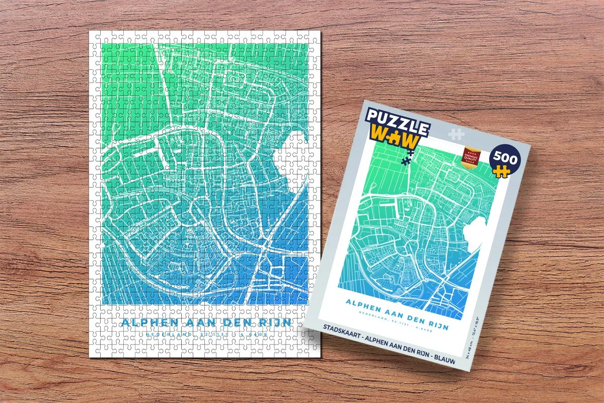 PuzzleWow Stadskaart Alphen aan den Rijn Legpuzzel 500 Stuks - Multicolor