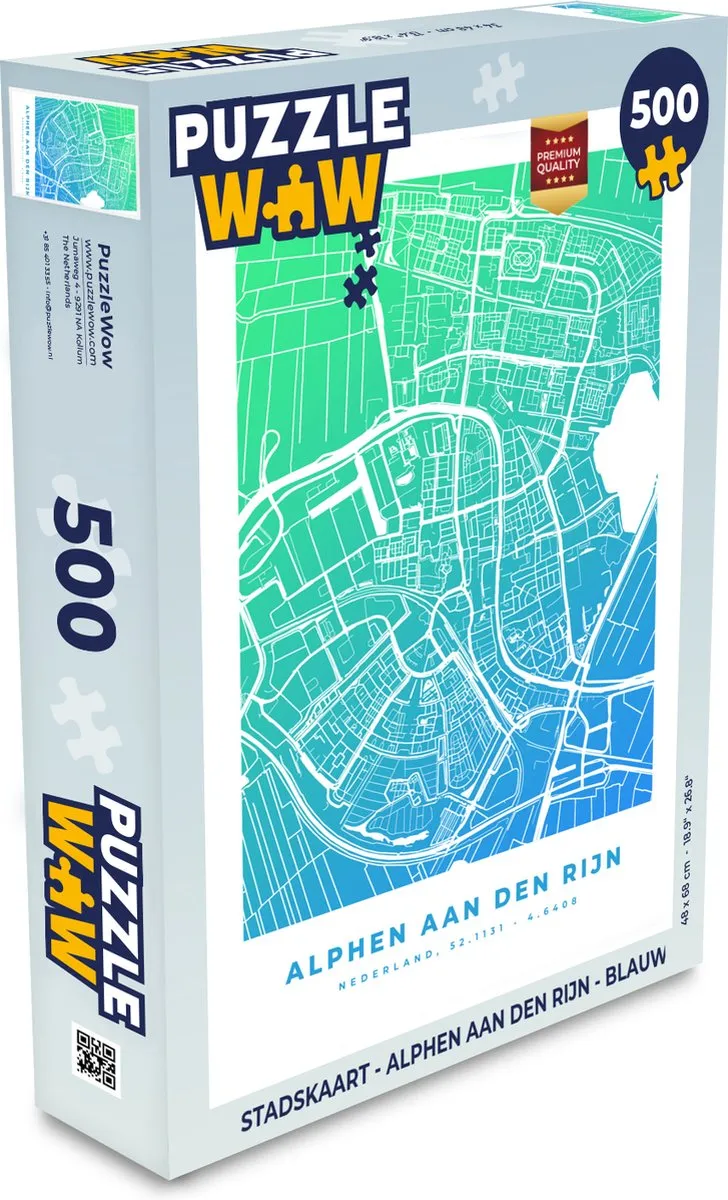 PuzzleWow Stadskaart Alphen aan den Rijn Legpuzzel 500 Stuks - Multicolor