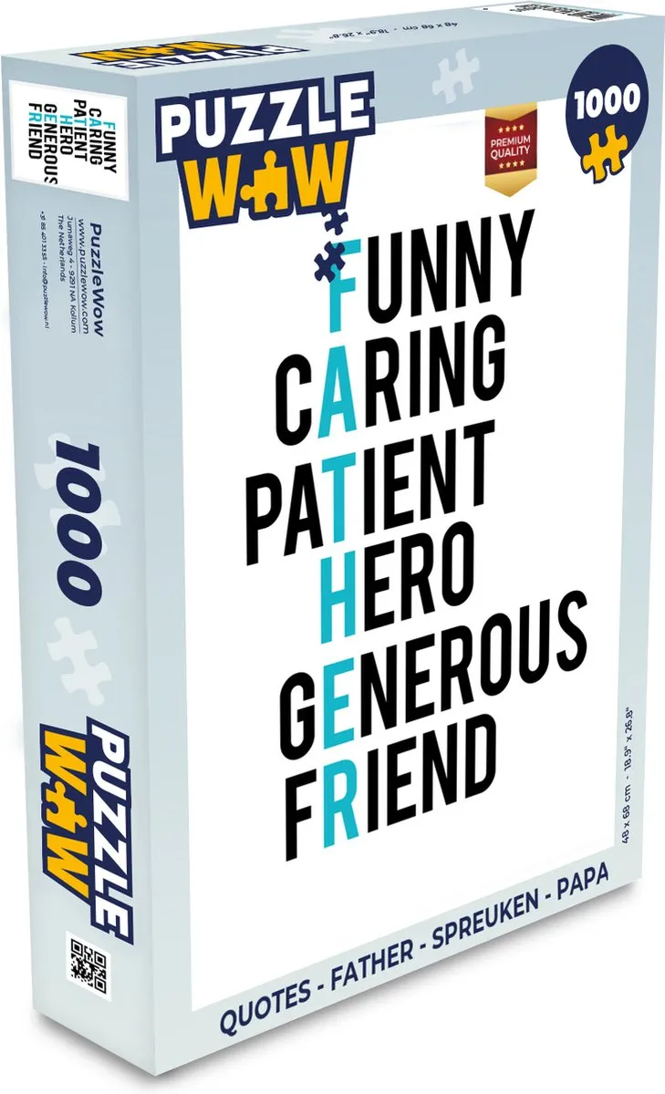 PuzzleWow Quotes Father Legpuzzel 1000 Stuks - Multicolor