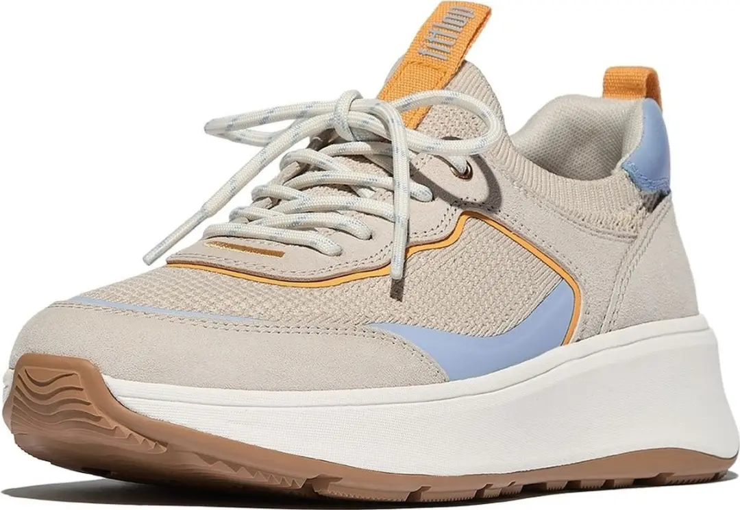 FitFlop FitFlop F-Mode Suede/Knit Flatform Slip-On Laced Sneakers GRIJS