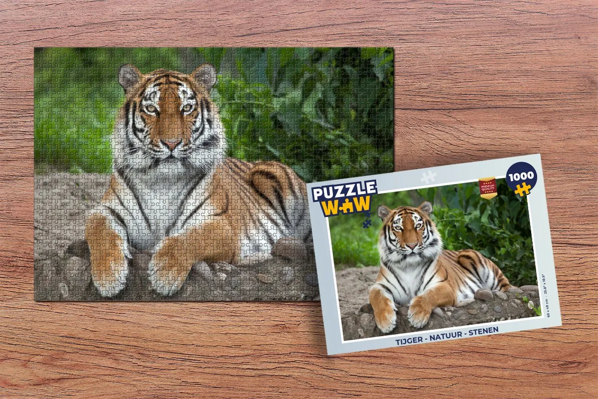 PuzzleWow Tijger Natuur Stenen Legpuzzel 1000 Stuks - Multicolor