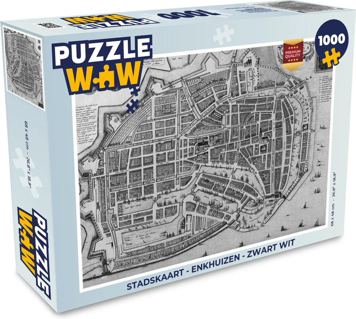 PuzzleWow Stadskaart Enkhuizen - 1000 Stuks - Multicolor