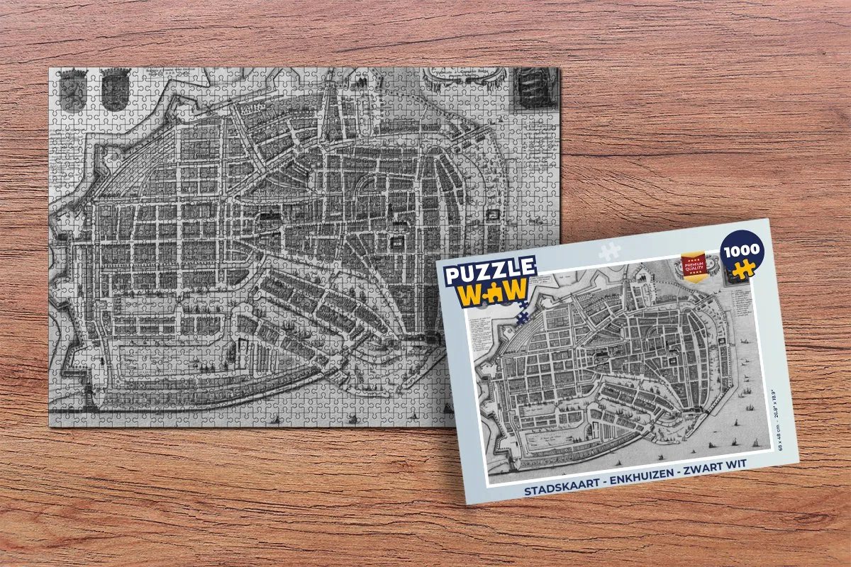 PuzzleWow Stadskaart Enkhuizen - 1000 Stuks - Multicolor