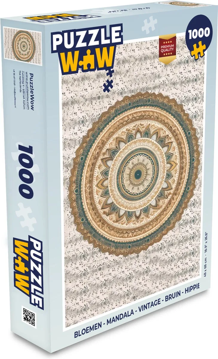 PuzzleWow Mandala Vintage Legpuzzel 1000 Stuks - 8720976922602