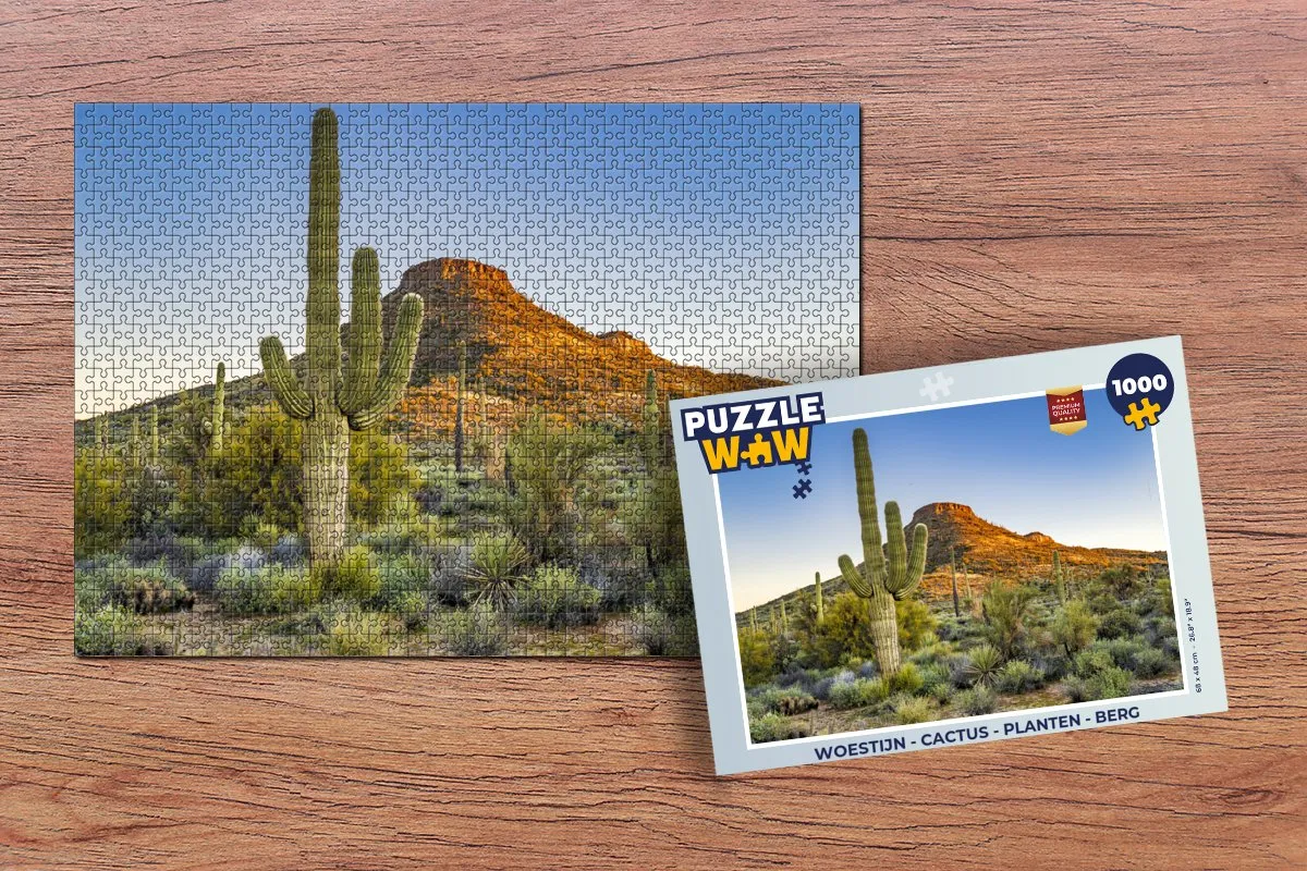 PuzzleWow Woestijn Cactus Legpuzzel 1000 Stuks - Multicolor