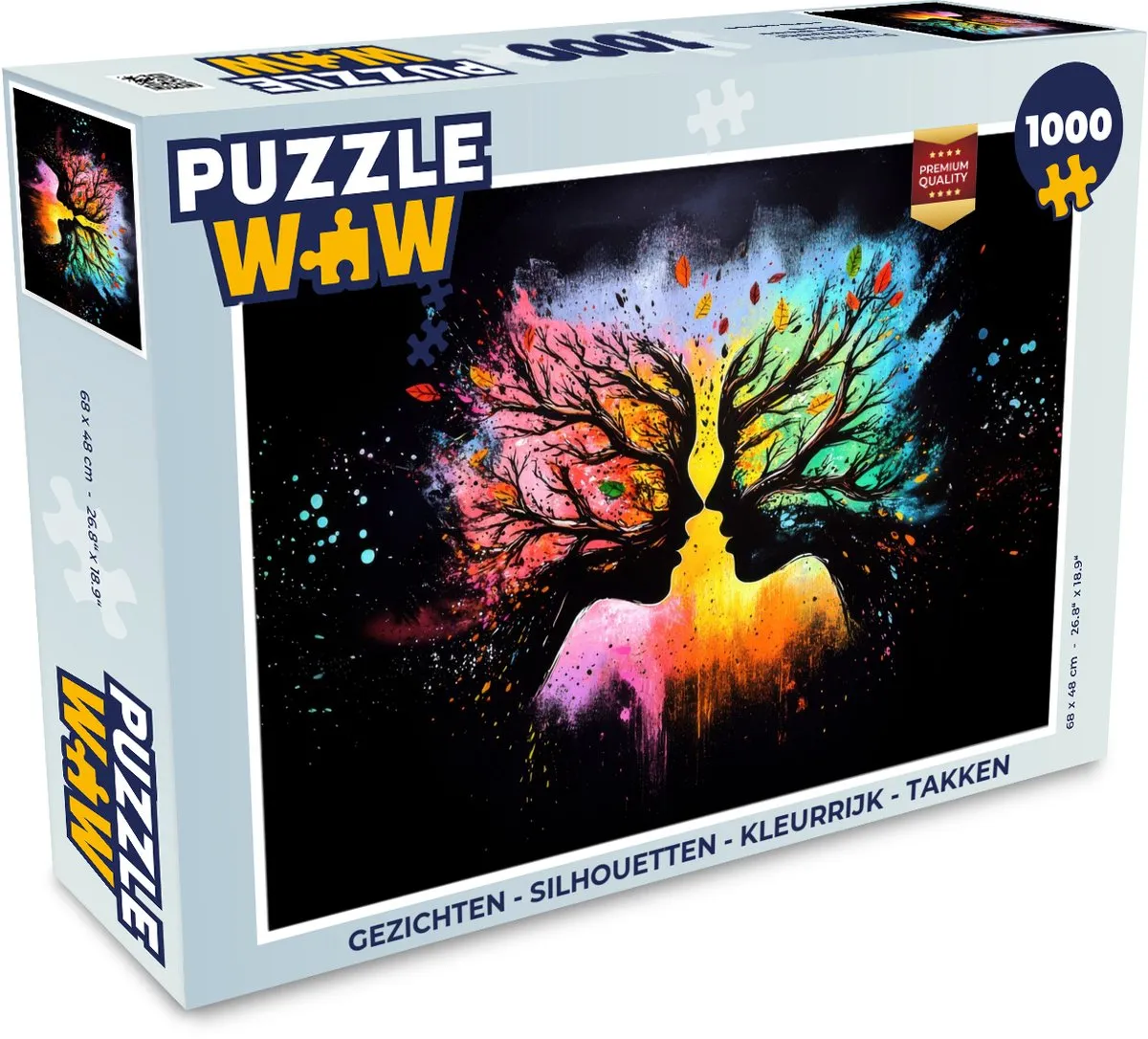 PuzzleWow Legpuzzel 1000 Stuks - Gezichten Silhouetten Takken