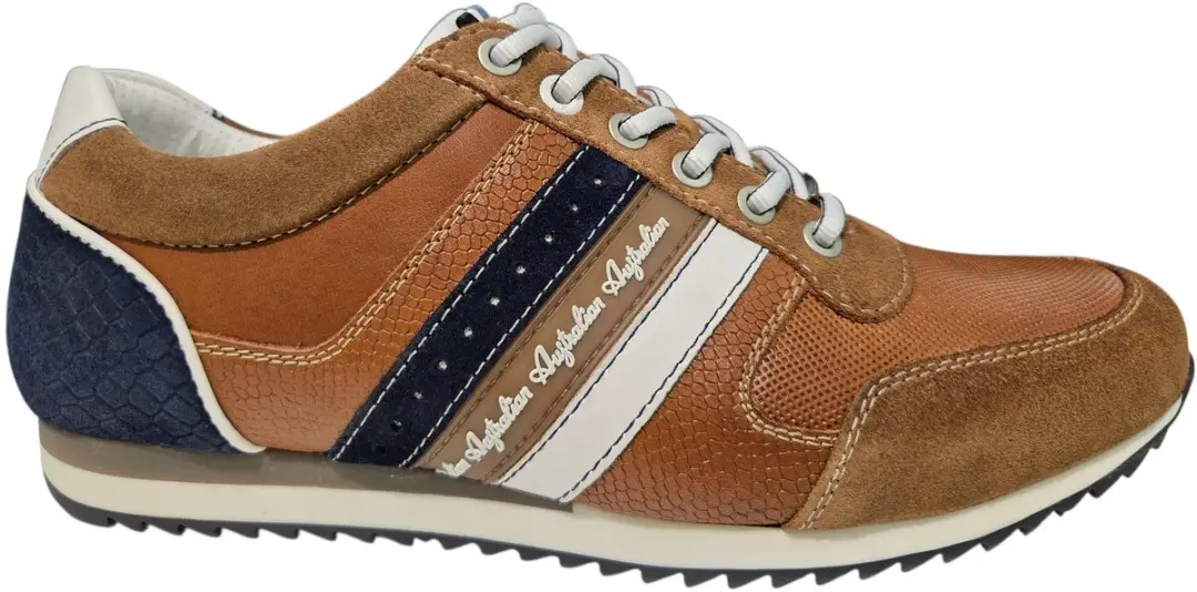 Australian Camaro T41 Tan Blue Beige Sneakers Leer en Suede Heren
