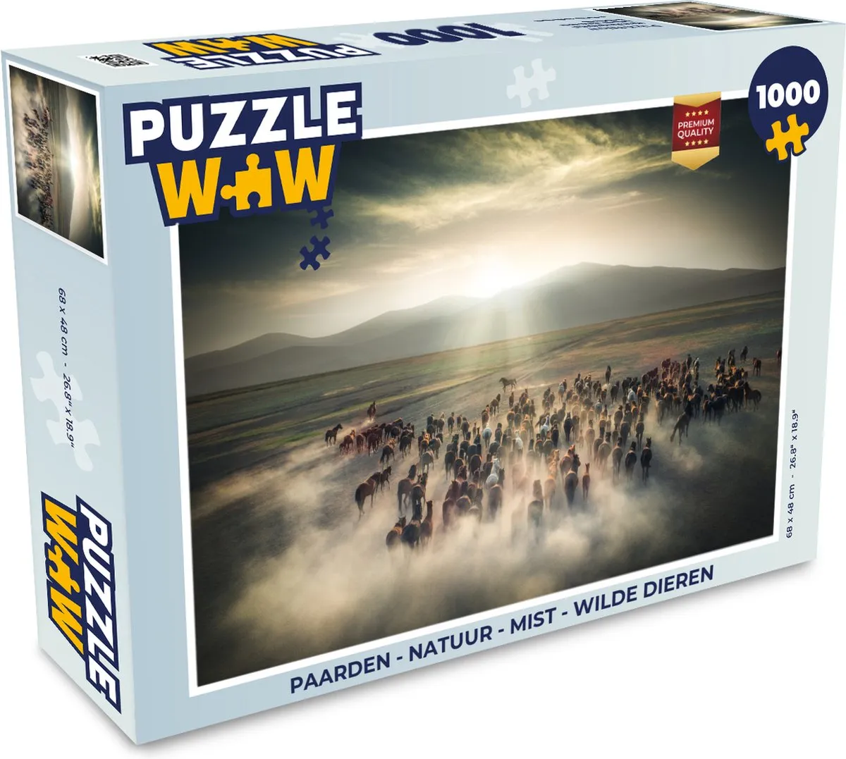 PuzzleWow Paarden Natuur Mist Wilde Dieren Legpuzzel 1000 Stuks - Multicolor