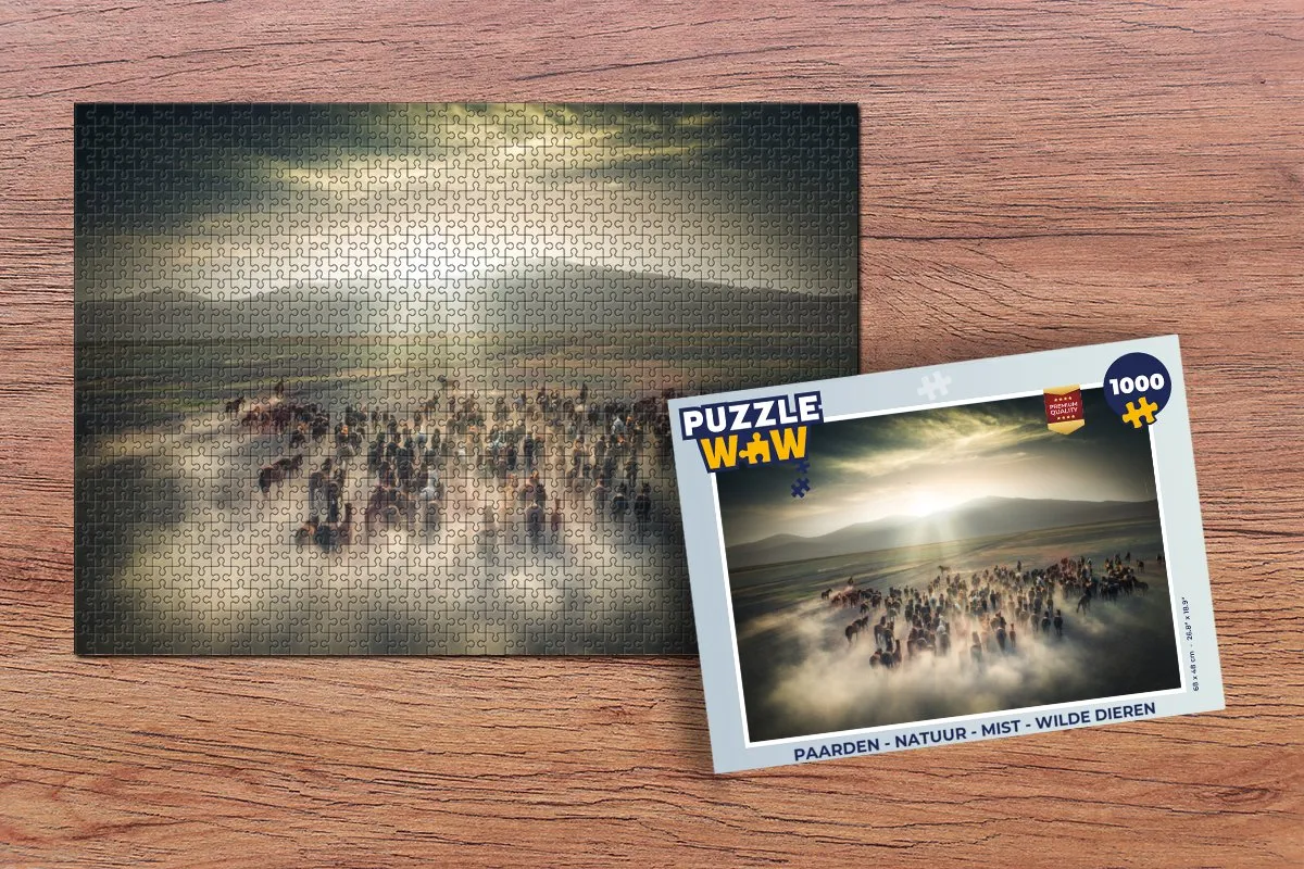 PuzzleWow Paarden Natuur Mist Wilde Dieren Legpuzzel 1000 Stuks - Multicolor