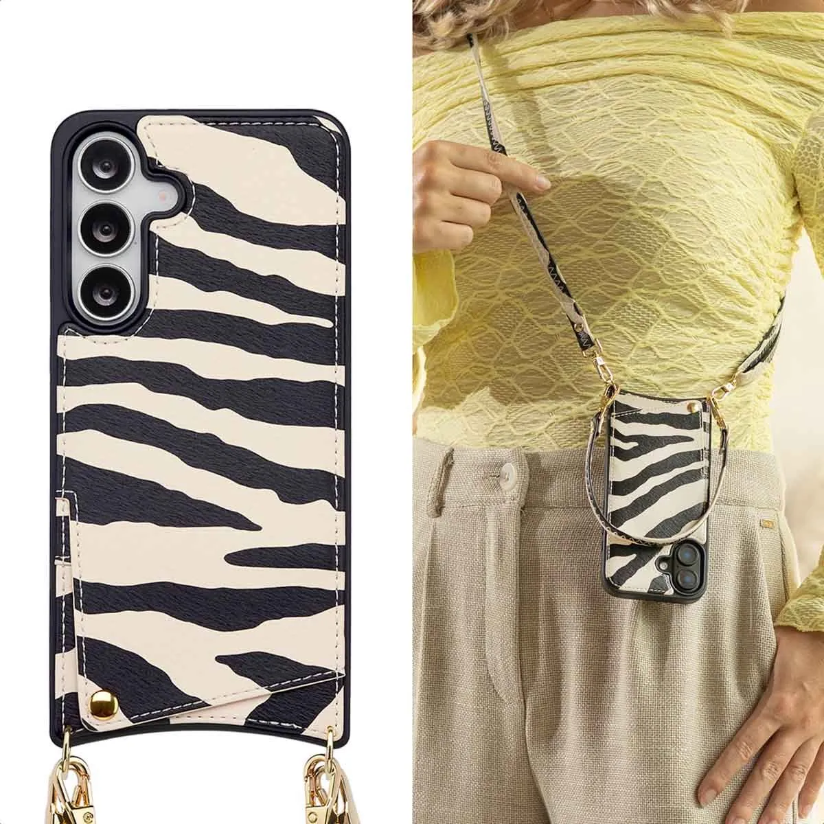 Selencia Hoesje Samsung Galaxy S25 FE - Zazzy Zebra - 2 Pasjes