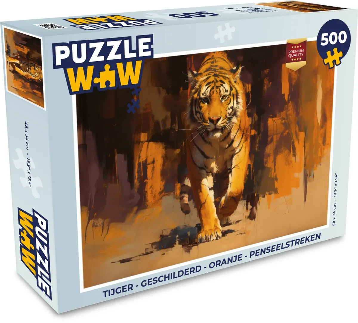 PuzzleWow Tijger Legpuzzel 500 Stuks - Oranje