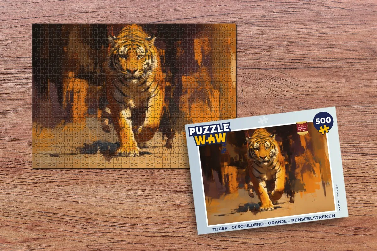 PuzzleWow Tijger Legpuzzel 500 Stuks - Oranje