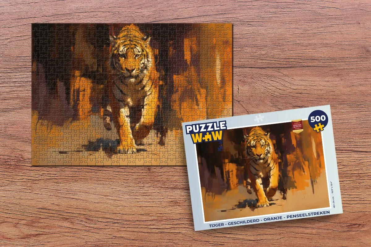 PuzzleWow Tijger Legpuzzel 500 Stuks - Oranje