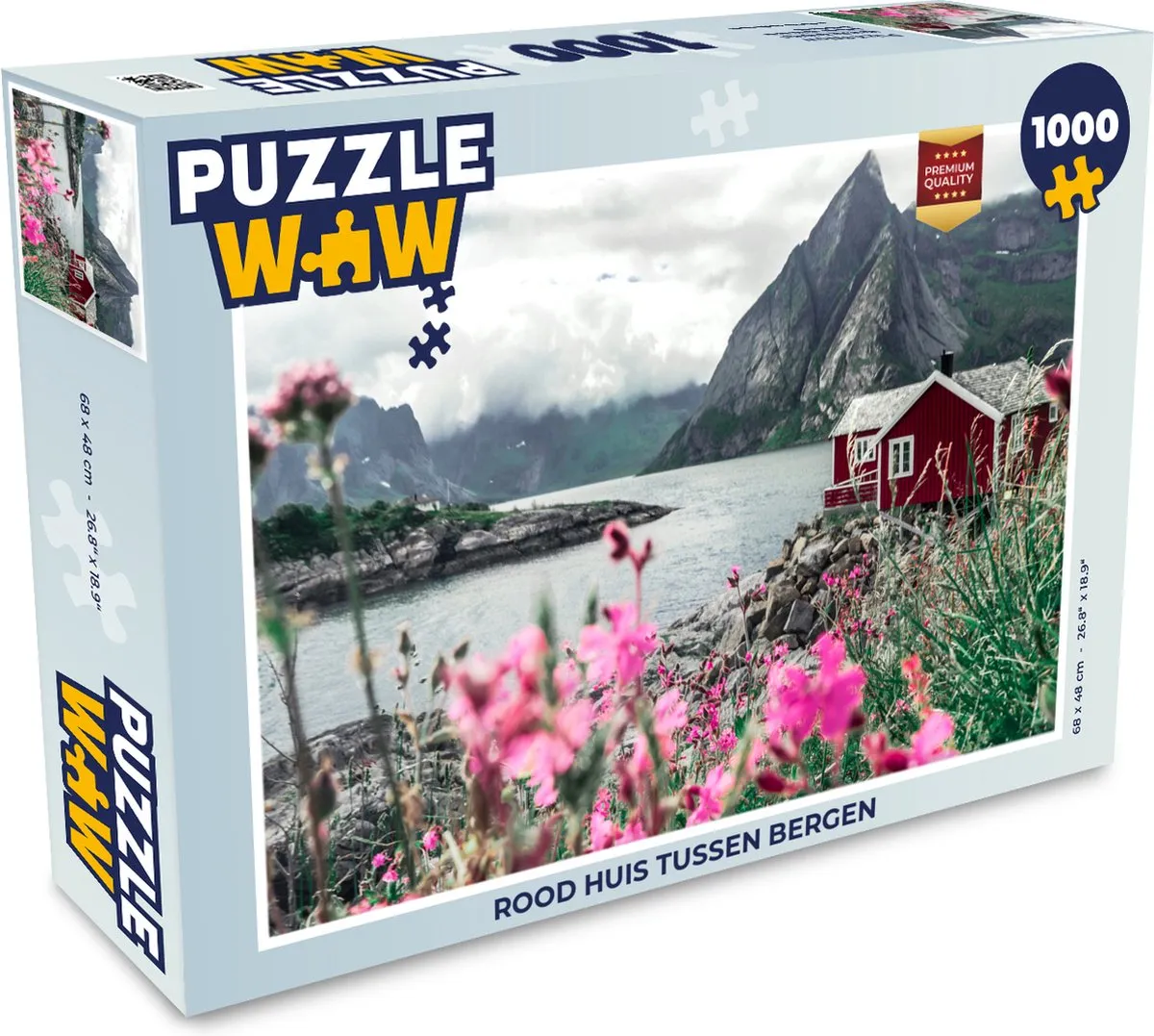 PuzzleWow Legpuzzel Rood Huis Tussen Bergen 1000 Stuks - Multicolor
