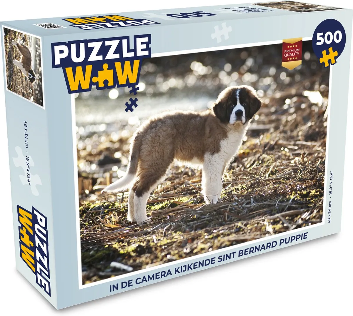 PuzzleWow Legpuzzel In de Camera Kijkende Sint Bernard Puppy 500 Stuks - Multicolor