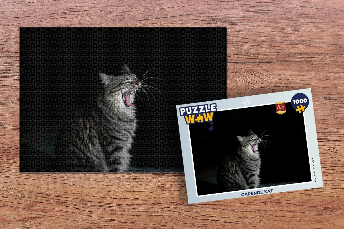 PuzzleWow Gapende Kat Legpuzzel 1000 Stuks - Multicolor