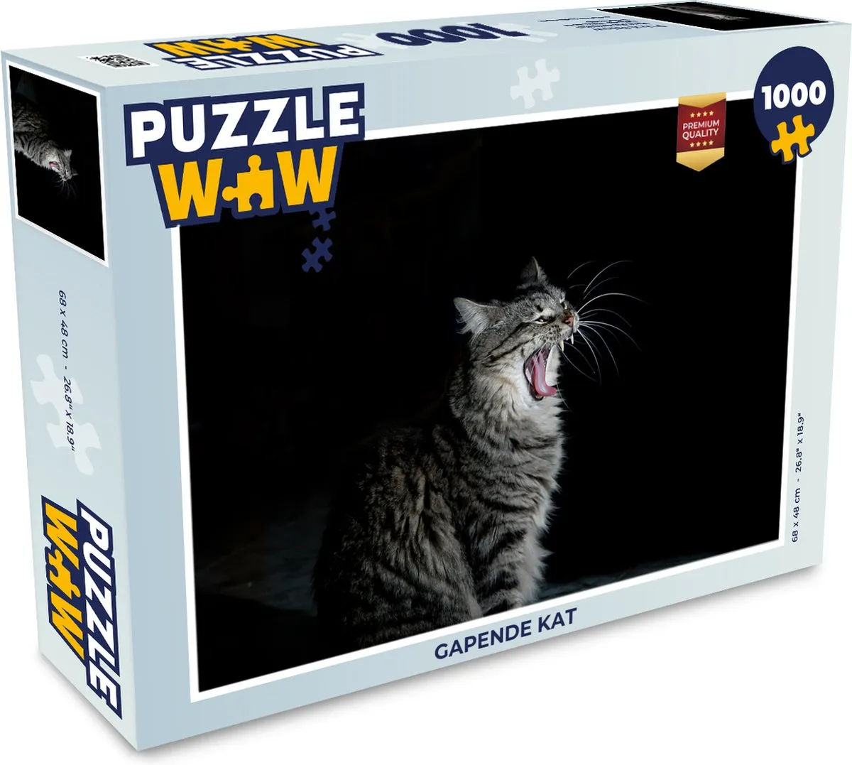 PuzzleWow Gapende Kat Legpuzzel 1000 Stuks - Multicolor
