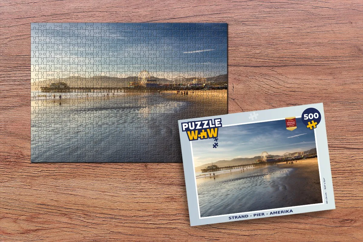 PuzzleWow Legpuzzel 500 Stuks - Strand Pier Amerika - Multicolor