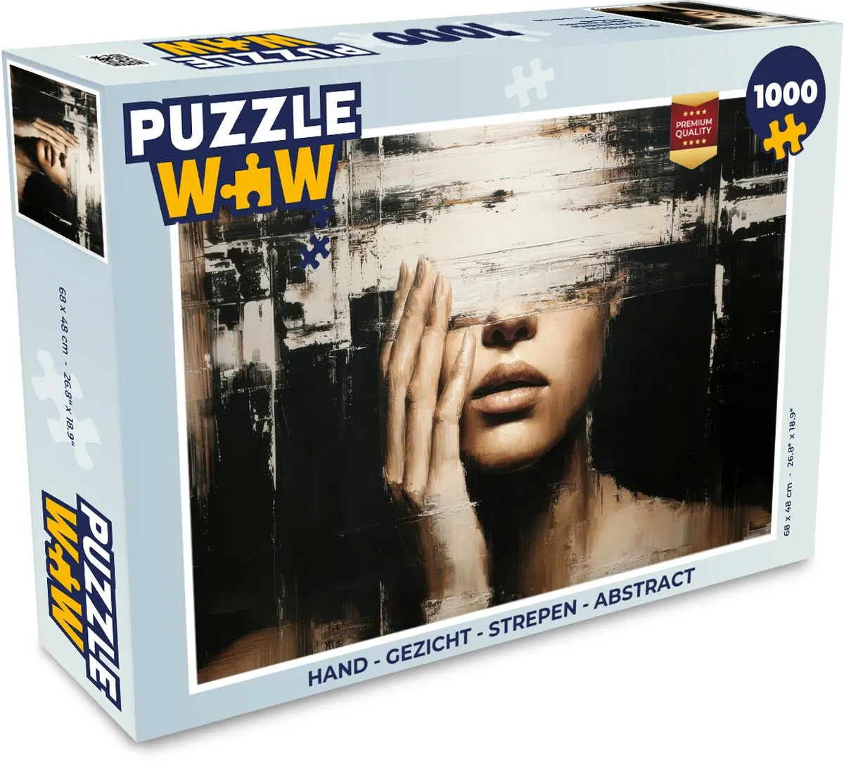 PuzzleWow Legpuzzel 1000 Stuks - Hand Gezicht Strepen