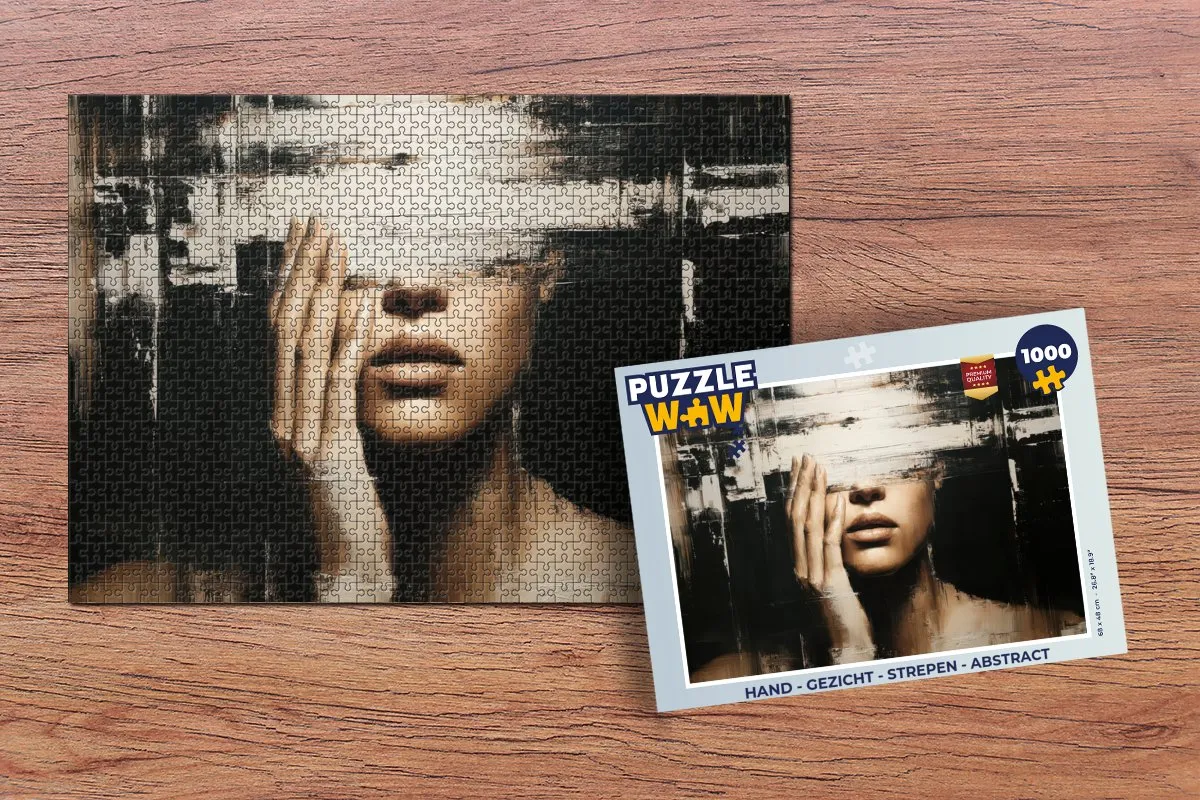 PuzzleWow Legpuzzel 1000 Stuks - Hand Gezicht Strepen