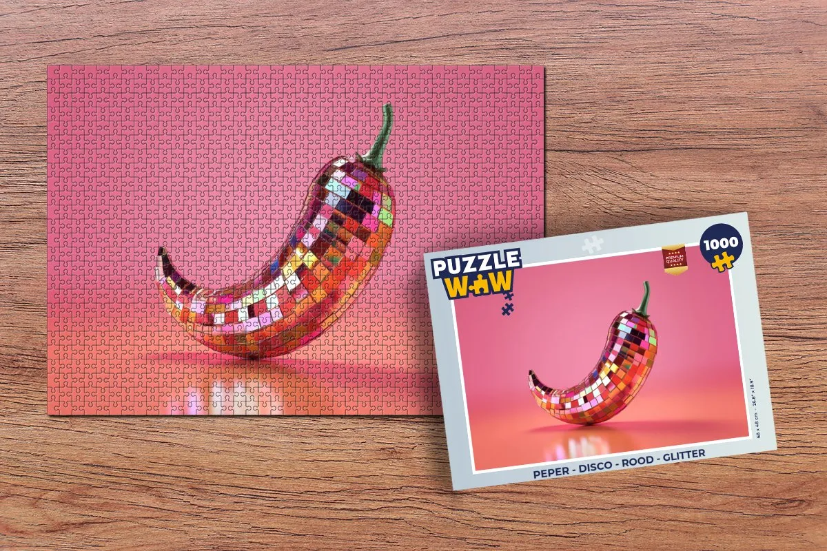 PuzzleWow Peper Disco Legpuzzel 1000 Stuks - Rood