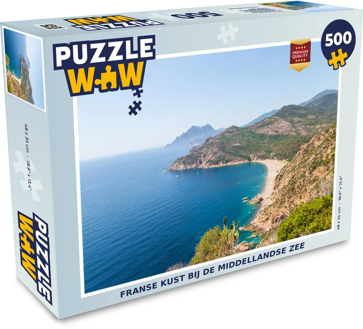 PuzzleWow Frankrijk Zee Kust Legpuzzel 500 Stuks - Multicolor