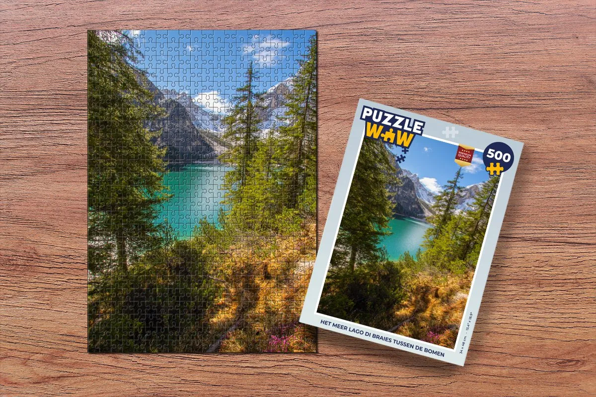 PuzzleWow Het Meer Lago di Braies Legpuzzel 500 Stuks - Multicolor