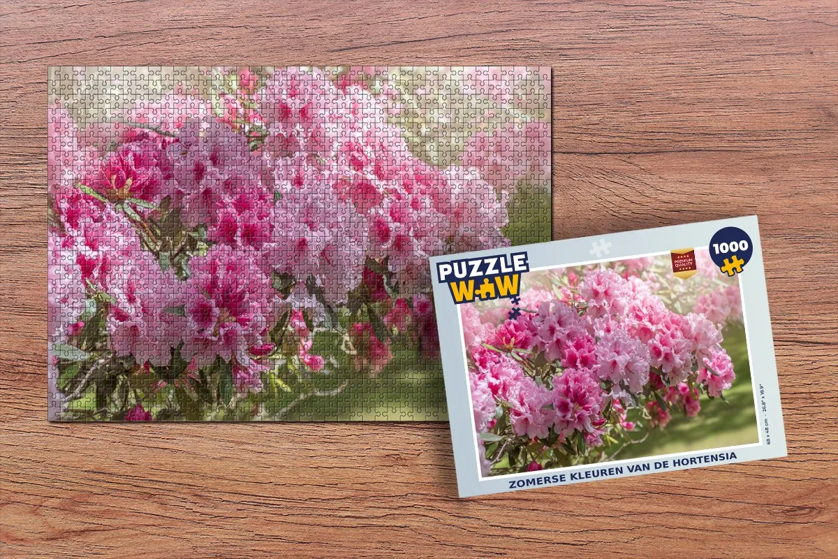 PuzzleWow Legpuzzel Hortensia 1000 Stuks - Multicolor