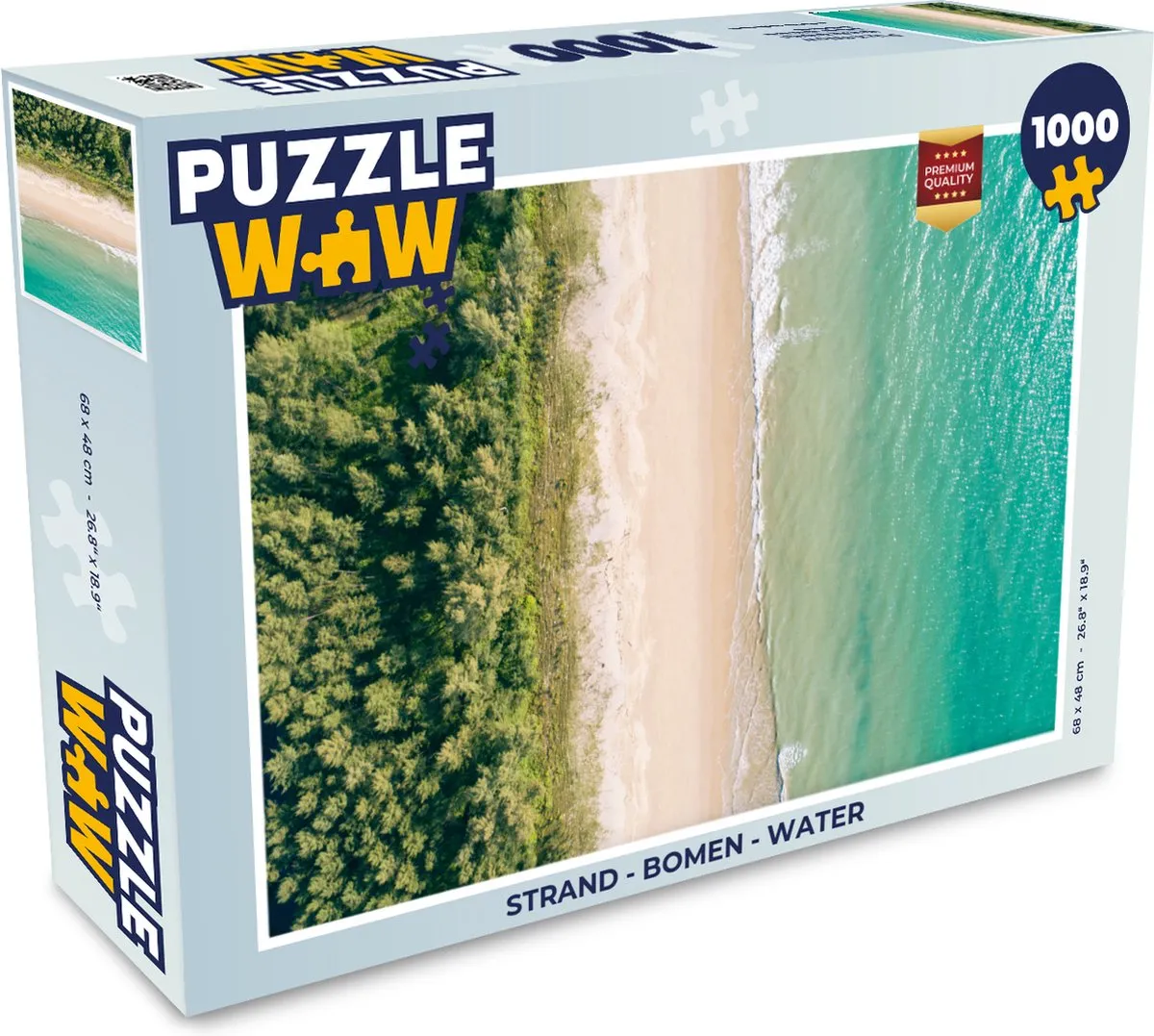PuzzleWow Legpuzzel 1000 Stuks - Strand Bomen Water Multicolor