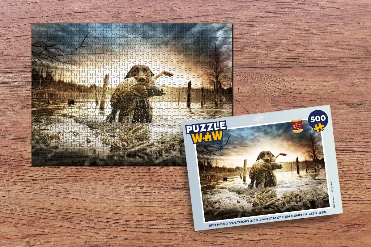 PuzzleWow Legpuzzel Een Hond en Eend - 500 Stuks - Multicolor