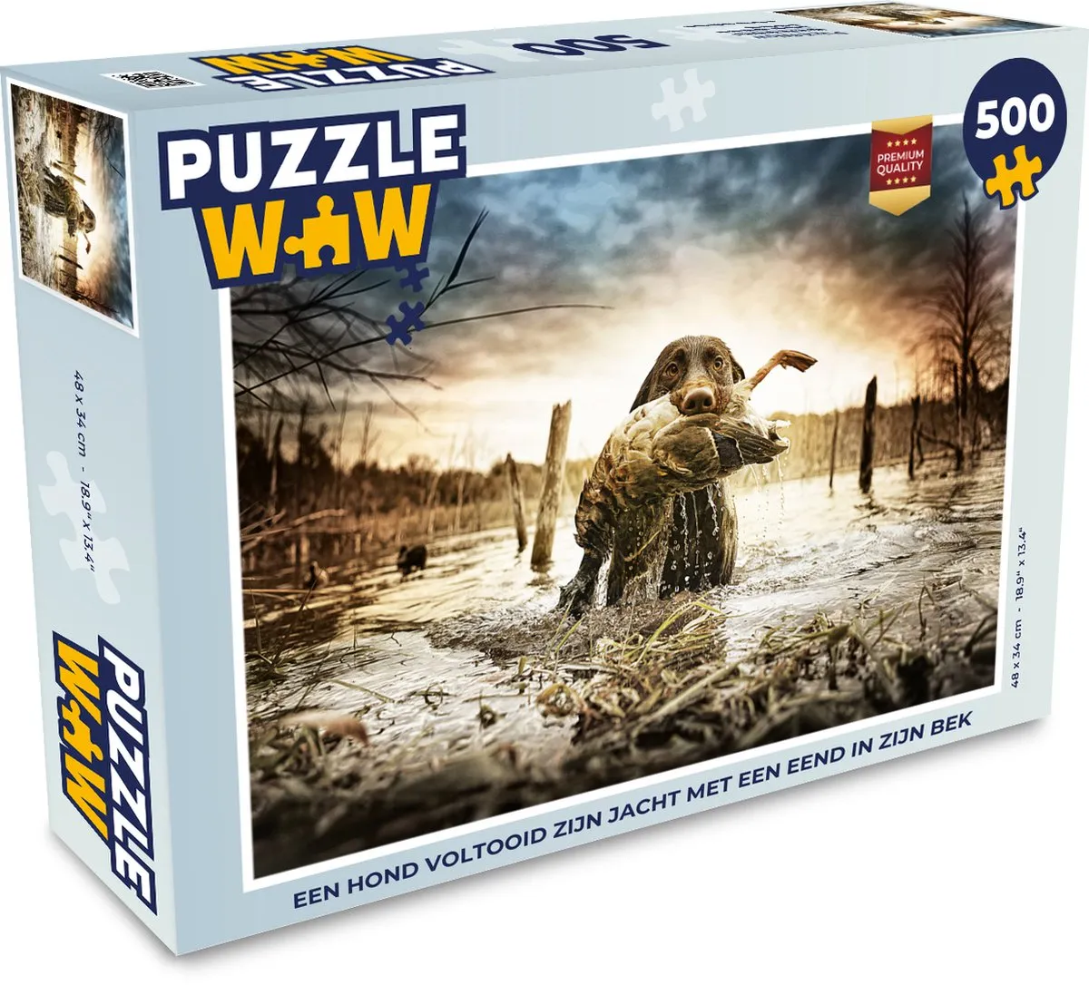 PuzzleWow Legpuzzel Een Hond en Eend - 500 Stuks - Multicolor