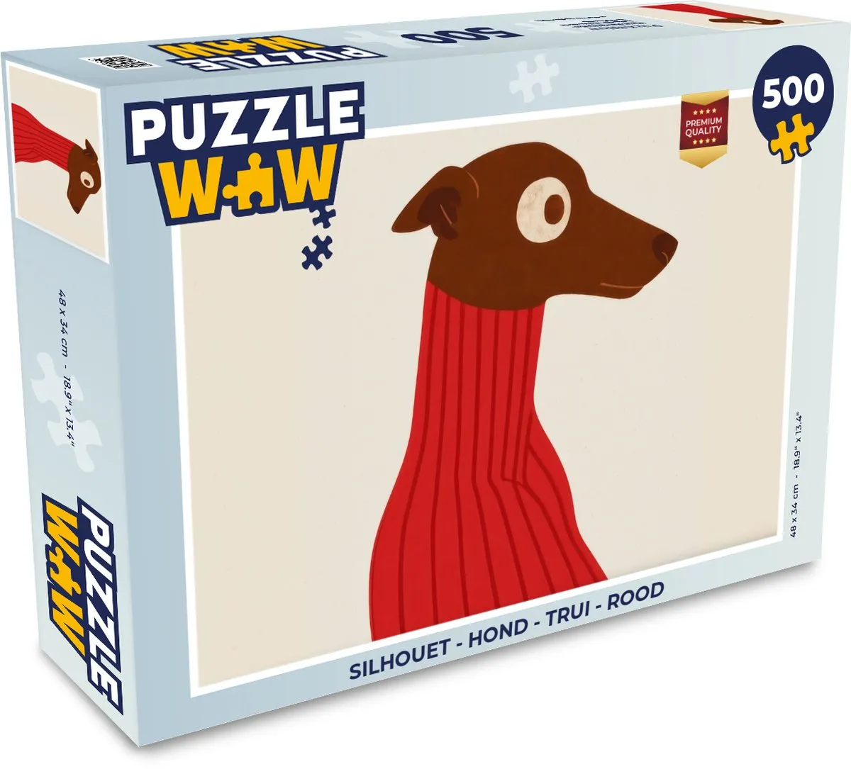 PuzzleWow Silhouet Hond Trui Legpuzzel 500 Stuks - Rood