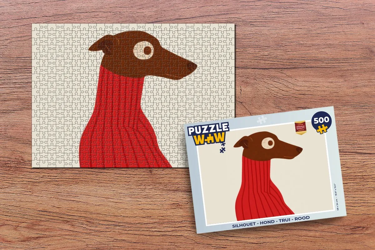 PuzzleWow Silhouet Hond Trui Legpuzzel 500 Stuks - Rood