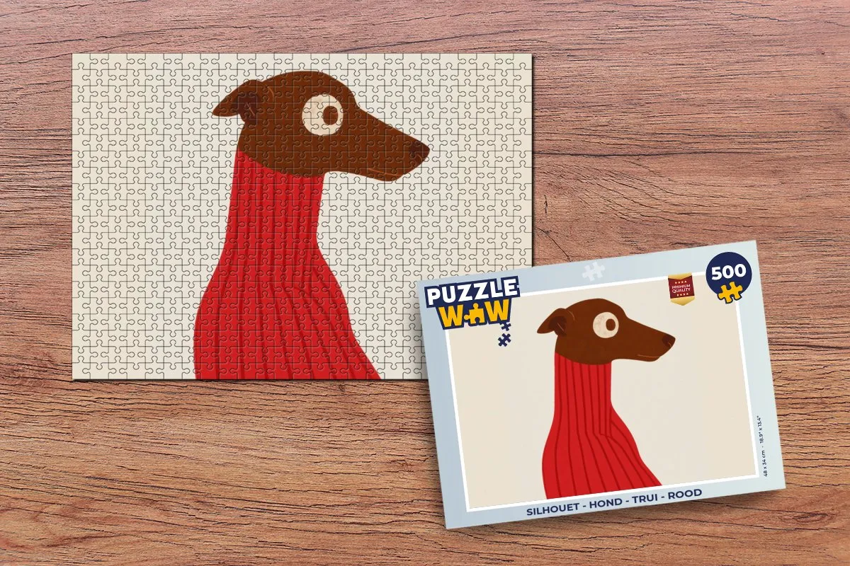 PuzzleWow Silhouet Hond Trui Legpuzzel 500 Stuks - Rood