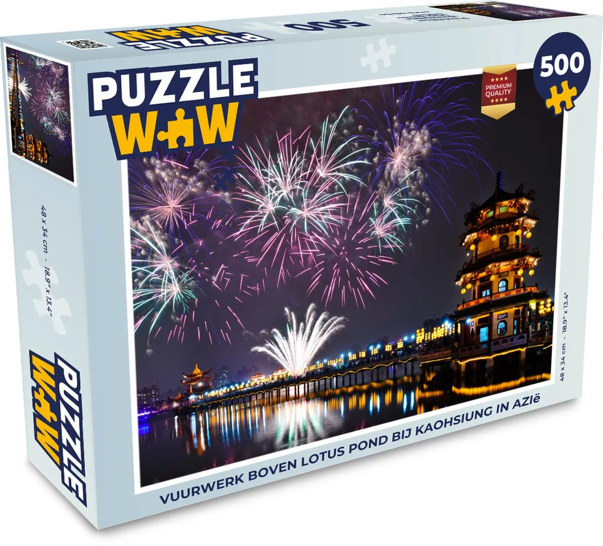PuzzleWow Legpuzzel Vuurwerk boven Lotus Pond 500 Stuks
