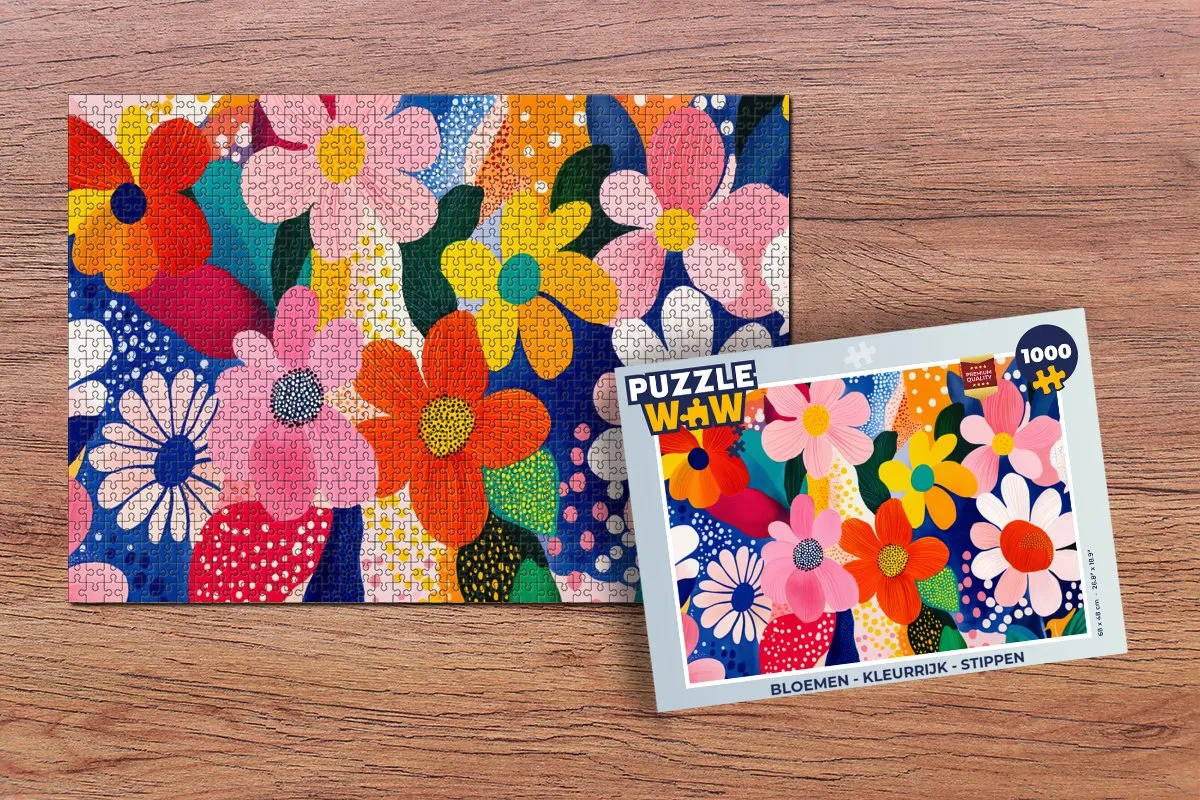 PuzzleWow Bloemen Legpuzzel 1000 Stuks - Stippen Modern