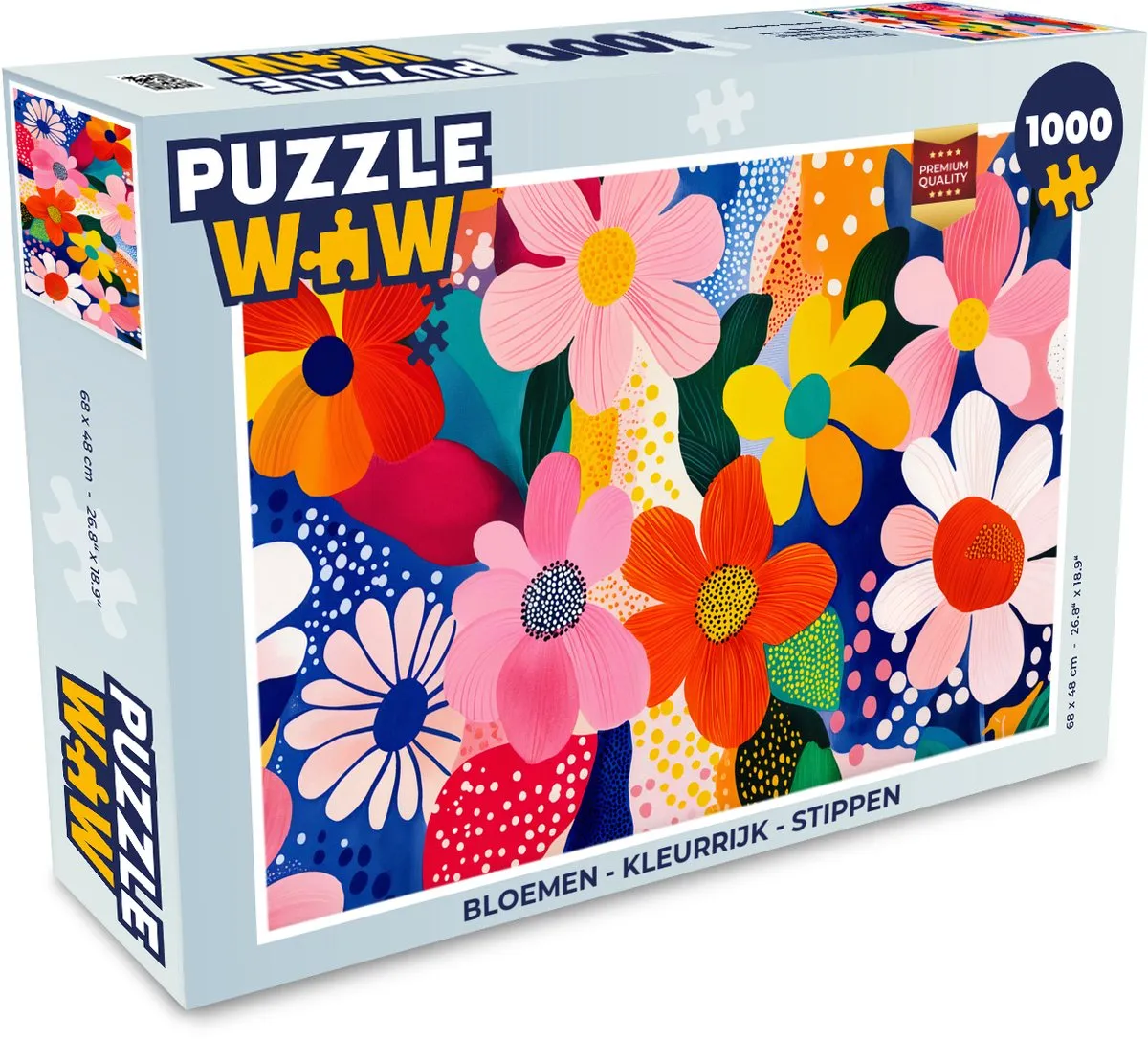PuzzleWow Bloemen Legpuzzel 1000 Stuks - Stippen Modern