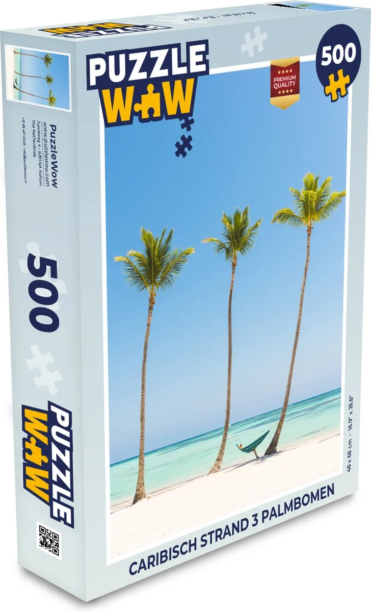 PuzzleWow Caribisch Strand Legpuzzel 500 Stuks - Multicolor