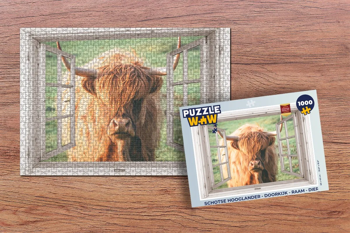 PuzzleWow Schotse Hooglander Legpuzzel 1000 Stuks - Multicolor