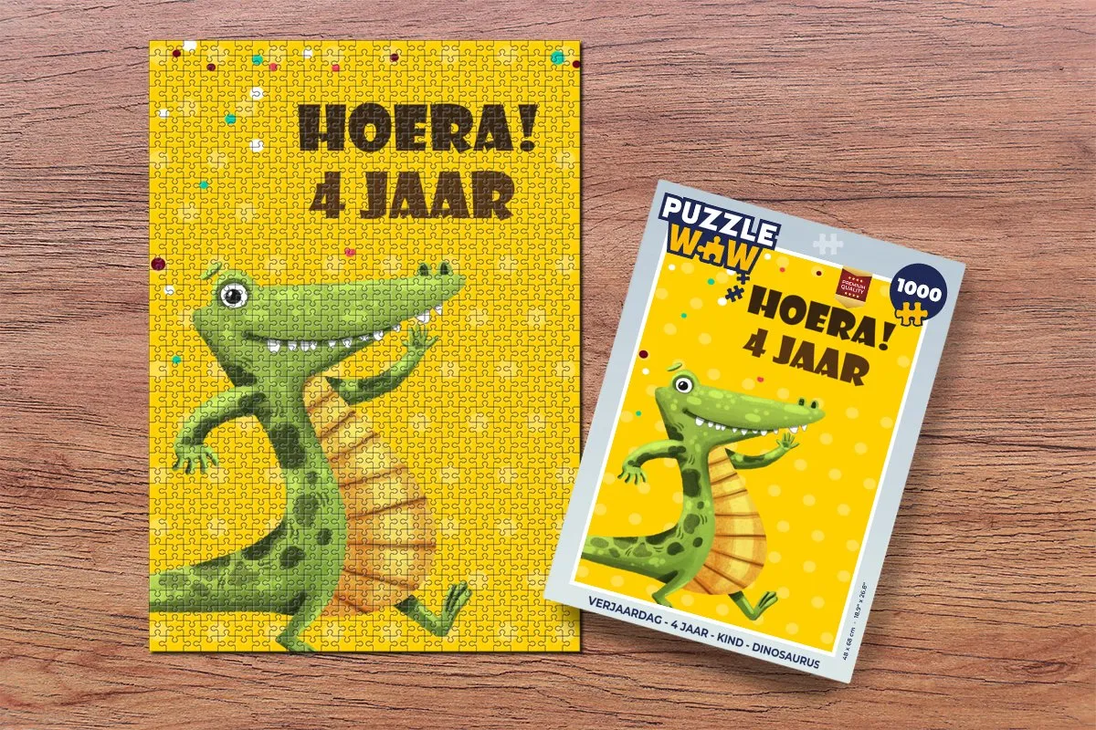 PuzzleWow Verjaardag Dinosaurus Legpuzzel 1000 Stuks - Multicolor